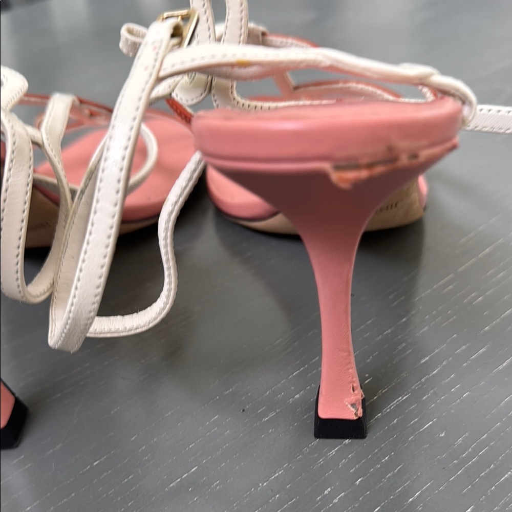 HOLIDAY SALE Jimmy Choo Pink and White Heels with Strappy Design - Picture 4 of 6